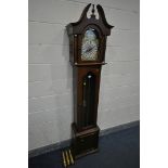 A LATE 20TH CENTURY WESTMINSTER GERMANY LONGCASE CLOCK, height 213cm with three weights and pendulum