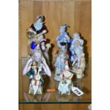 REPRODUCTION DRESDEN STYLE FIGURES ETC, comprising a female figure holding a basket and a rabbit,
