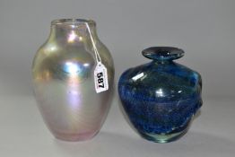 TWO PIECES OF DECORATIVE STUDIO GLASS, comprising a John Ditchfield for Glasform baluster vase,