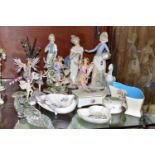 A GROUP OF ORNAMENTS AND GIFTWARES, to include a Nao figurine of a girl with a puppy, a Nao duck,