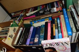 FOUR BOXES OF BOOKS, approximately eighty to one hundred books, titles to include 1960s and 1970s