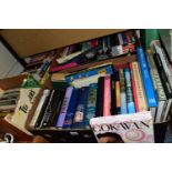 FOUR BOXES OF BOOKS, approximately eighty to one hundred books, titles to include 1960s and 1970s