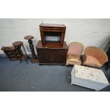 A MAHOGANY MEDIA CABINET, with an open top lid, fall front door and two cupboard doors, width 93cm x