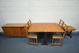 A G-PLAN TEAK DROP LEAF DINING TABLE, open length 127cm x closed length 30cm x depth 91cm x height