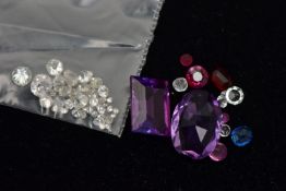 A SELECTION OF LOOSE DIAMONDS AND GEMSTONES, the diamonds of various cuts and sizes, approximate