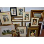 TWENTY-ONE ASSORTED DECORATIVE PICTURES, to include a David French print of Red Rum at the Grand