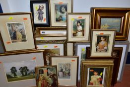 TWENTY-ONE ASSORTED DECORATIVE PICTURES, to include a David French print of Red Rum at the Grand