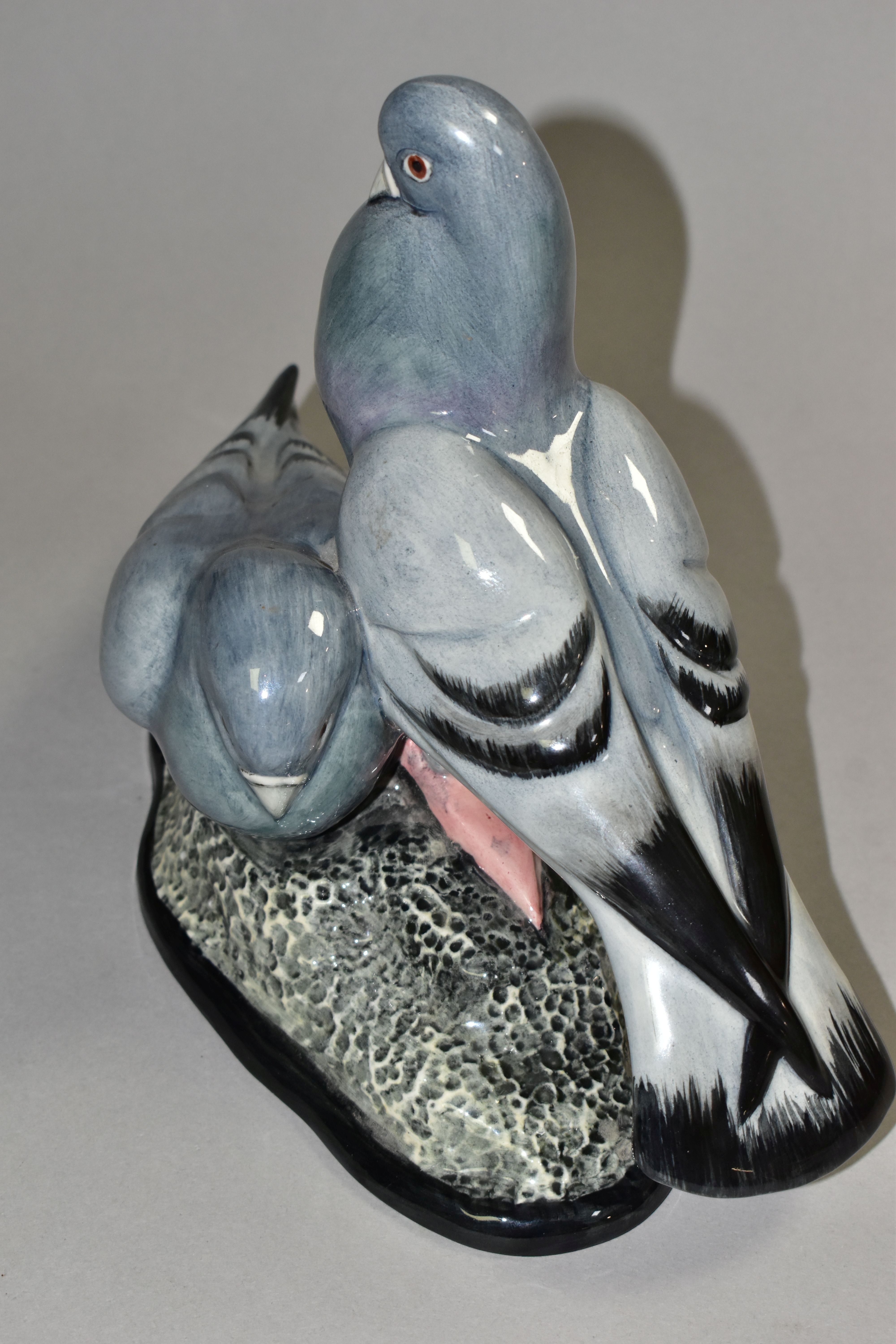 A CARLTON WARE FIGURE GROUP OF TWO PIGEONS, modelled as standing on a rocky base, printed marks - Image 4 of 5