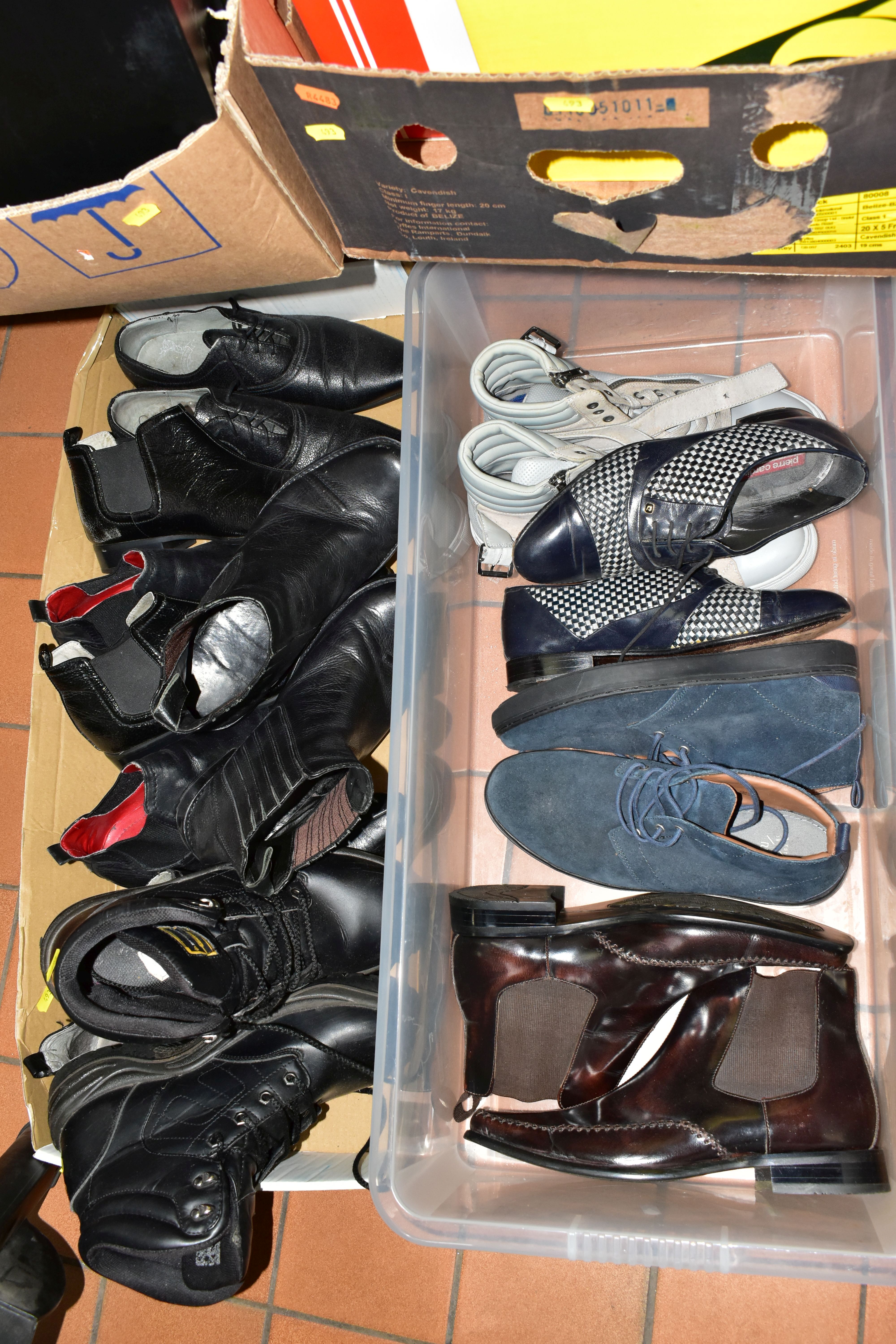 SIX BOXES OF MEN'S SHOES AND BOOTS, to include thirty eight pairs of - UK size 9 (43), boots and - Image 2 of 6