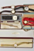 A SELECTION OF WRISTWATCHES, to include an Angie 15 Rubis manual wind with white dial and Arabic