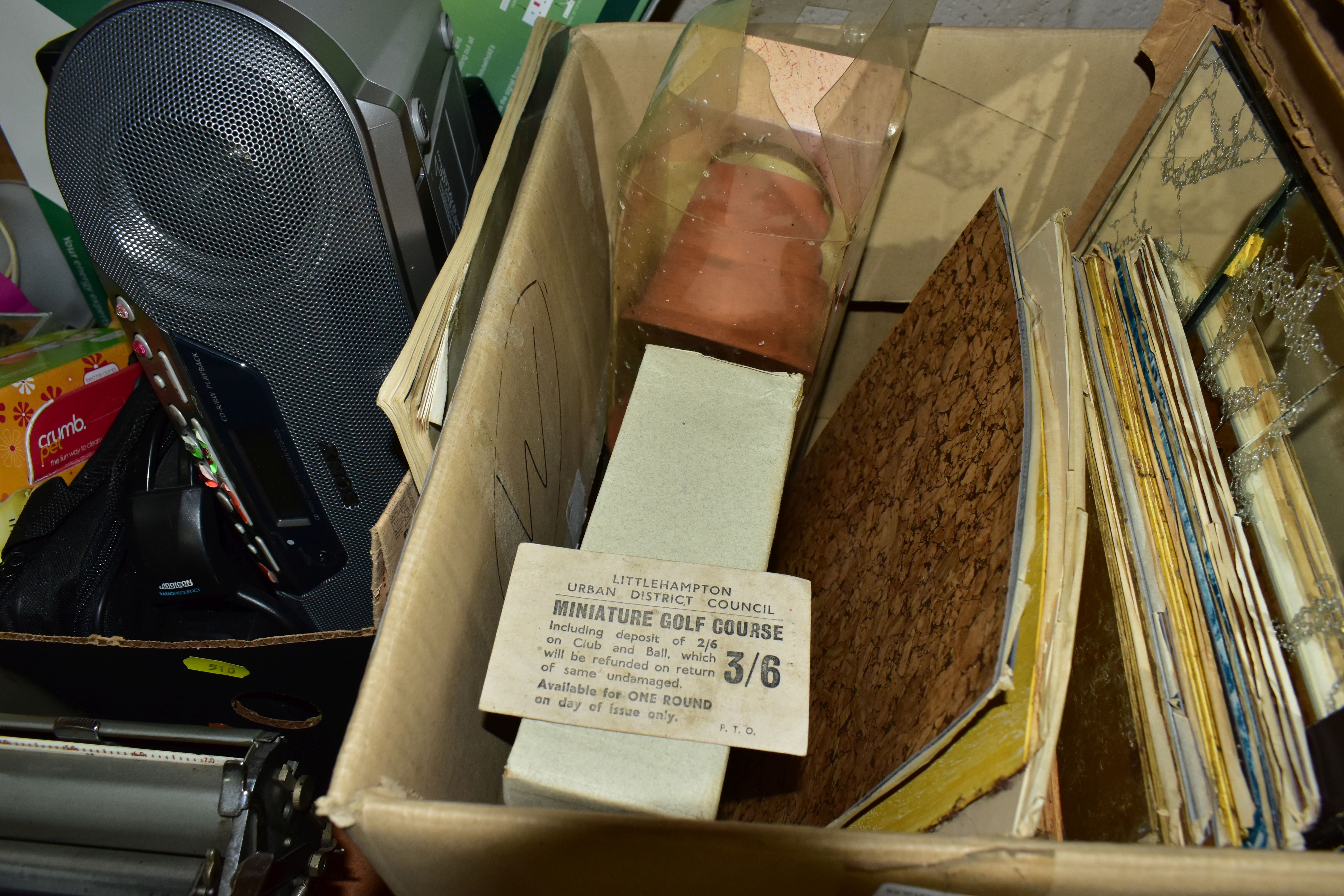 TWO BOXES AND LOOSE TYPEWRITER, ELECTRICAL AND SUNDRY ITEMS, to include a Remington typewriter, a - Image 4 of 4