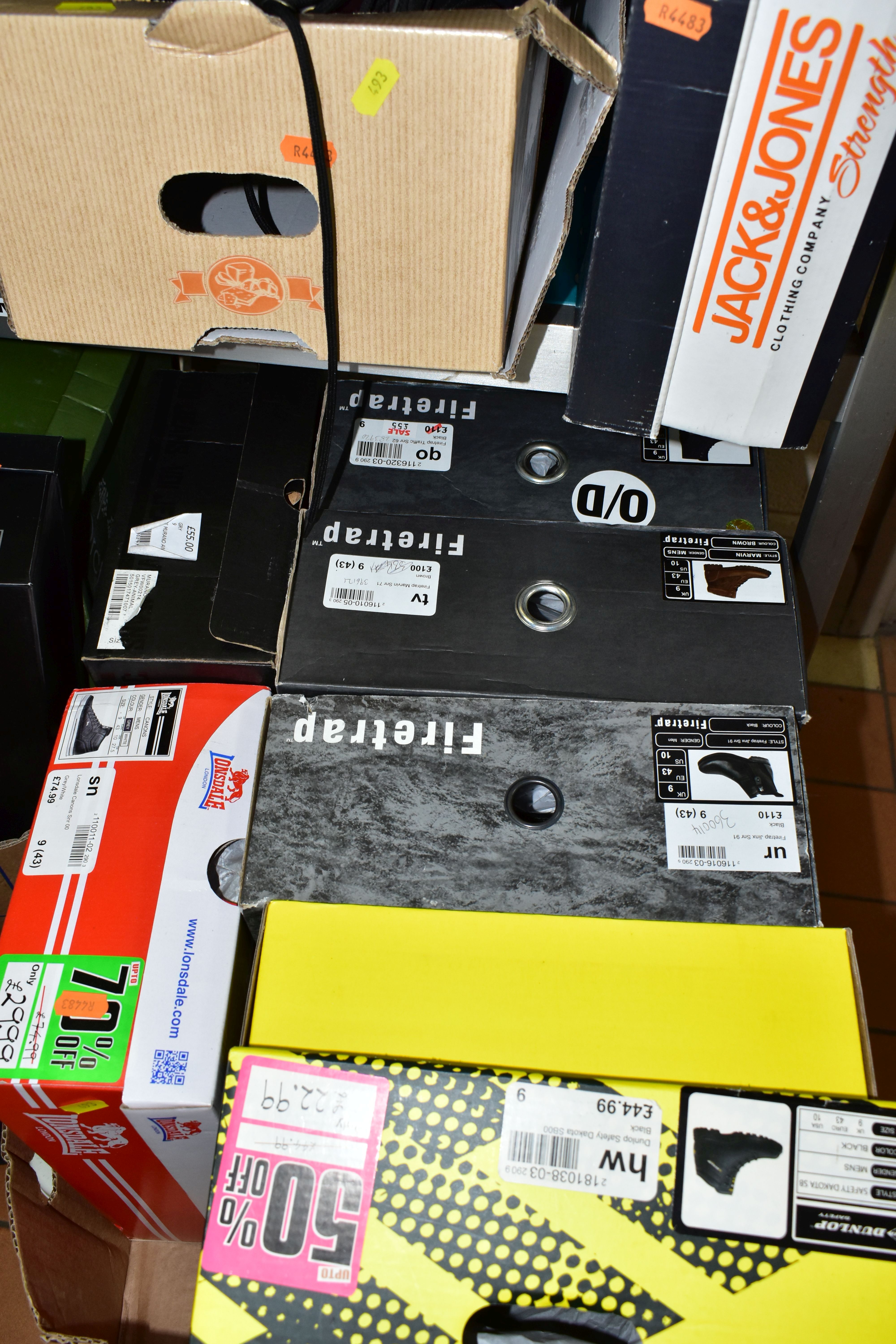 SIX BOXES OF MEN'S SHOES AND BOOTS, to include thirty eight pairs of - UK size 9 (43), boots and - Image 3 of 6