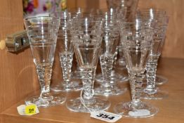 A SET OF NINE EARLY 20TH CENTURY LUDWIG KNY FOR STUART CRYSTAL LIQUEUR GLASSES AND A MATCHING