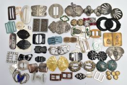 A SELECTION OF DECORATIVE BELT BUCKLES, to include an assortment of mother of pearl buckles, eastern