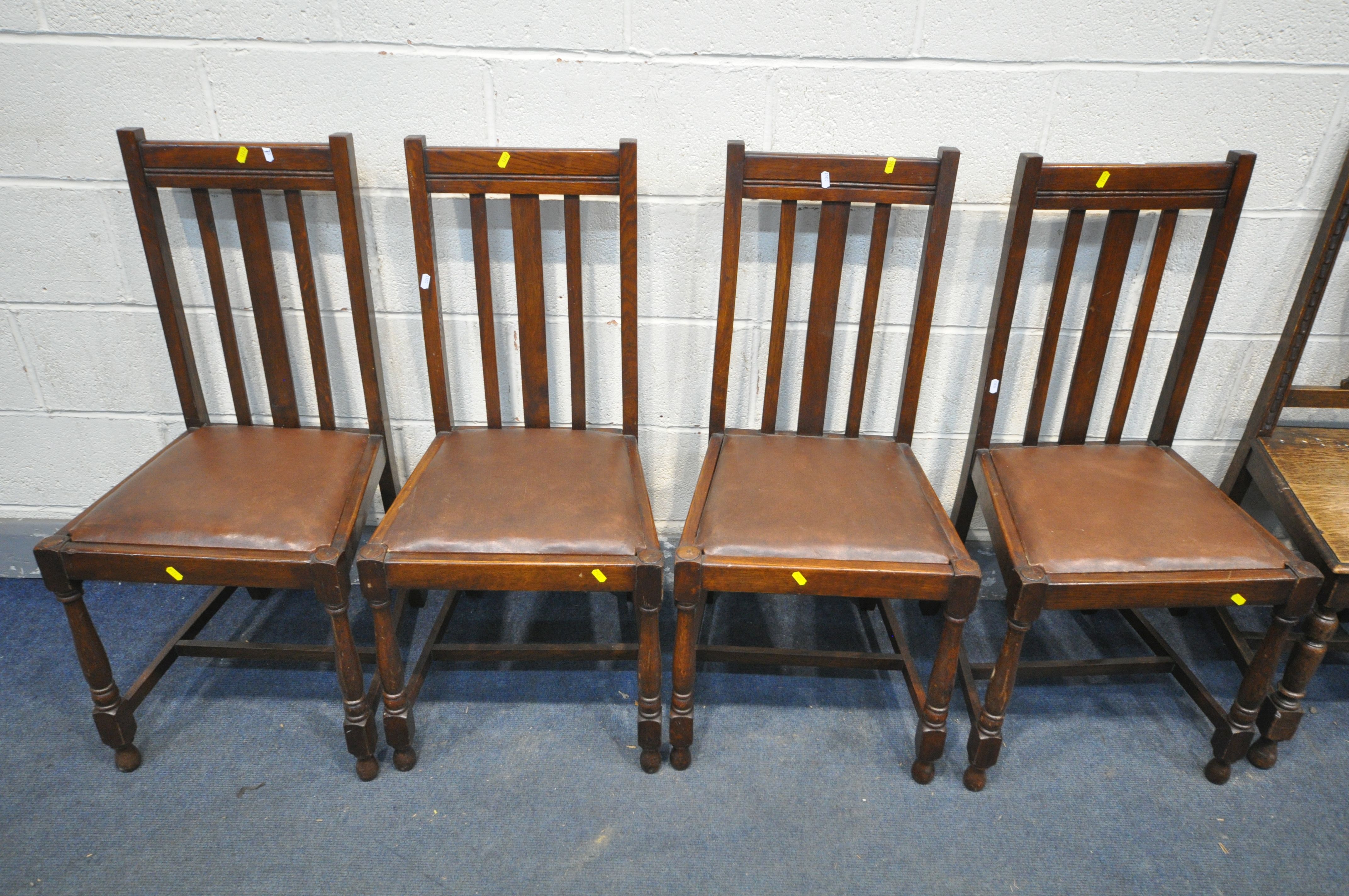 A PAIR OF CARVED OAK CHAIRS, along with a set of four chairs with drop in seat pads (condition:-once - Image 3 of 3