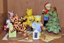 SIX ROYAL DOULTON WINNIE THE POOH CHARACTER FIGURESAND A RELATED ITEM, comprising three from The