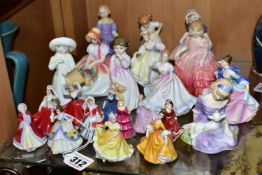 TWENTY TWO ROYAL DOULTON LADY FIGURES, comprising eleven miniature figurines, 'Mary had a little