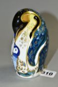 A ROYAL CROWN DERBY PENGUIN AND CHICK PAPERWEIGHT, gold stopper (Condition report: a first and in