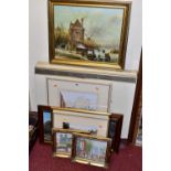 EIGHT LATER 20TH CENTURY OILS AND WATERCOLOURS, comprising two French street scenes signed