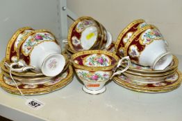 A ROYAL ALBERT 'LADY HAMILTON' PART TEA SET, comprising seven cups (all marked as seconds), seven