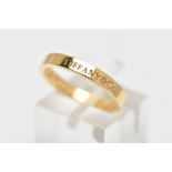 A 'TIFFANY & CO.,' BAND RING, signed Tiffany & Co., stamped Au750, ring size L 1/2, approximate