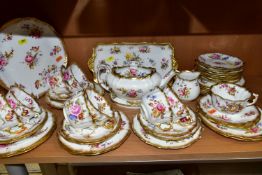 A HAMMERSLEY & CO FLORAL PRINTED AND TINTED DRESDEN SPRAYS TEA SET AND A LADY PATRICIA PATTERN