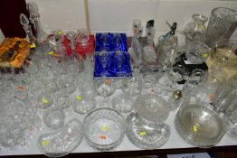 A QUANTITY OF CUT CRYSTAL AND GLASSWARE, comprising a boxed pair of Edinburgh Crystal whisky
