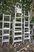 AN ALUMINIUM LOFT LADDER, along with two folding step ladders (3)