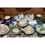 A COLLECTION OF SUSIE COOPER DESIGN COFFEE CUPS AND SAUCERS AND TWO OTHER TRIOS, the Susie Cooper to