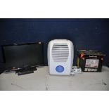 A POLAROID P22LEDDVD12 22in TV with remote along with an Argos MDT-10DMN3 dehumidifier and a Russell