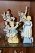 SIX ROYAL WORCESTER DAYS OF THE WEEK AND MONTHS OF THE YEAR FIGURES, comprising 'Monday's