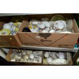 FOUR BOXES OF CERAMIC TEA WARES, to include two Rosenthal Aida trios, a twenty two piece Johnson