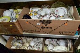 FOUR BOXES OF CERAMIC TEA WARES, to include two Rosenthal Aida trios, a twenty two piece Johnson