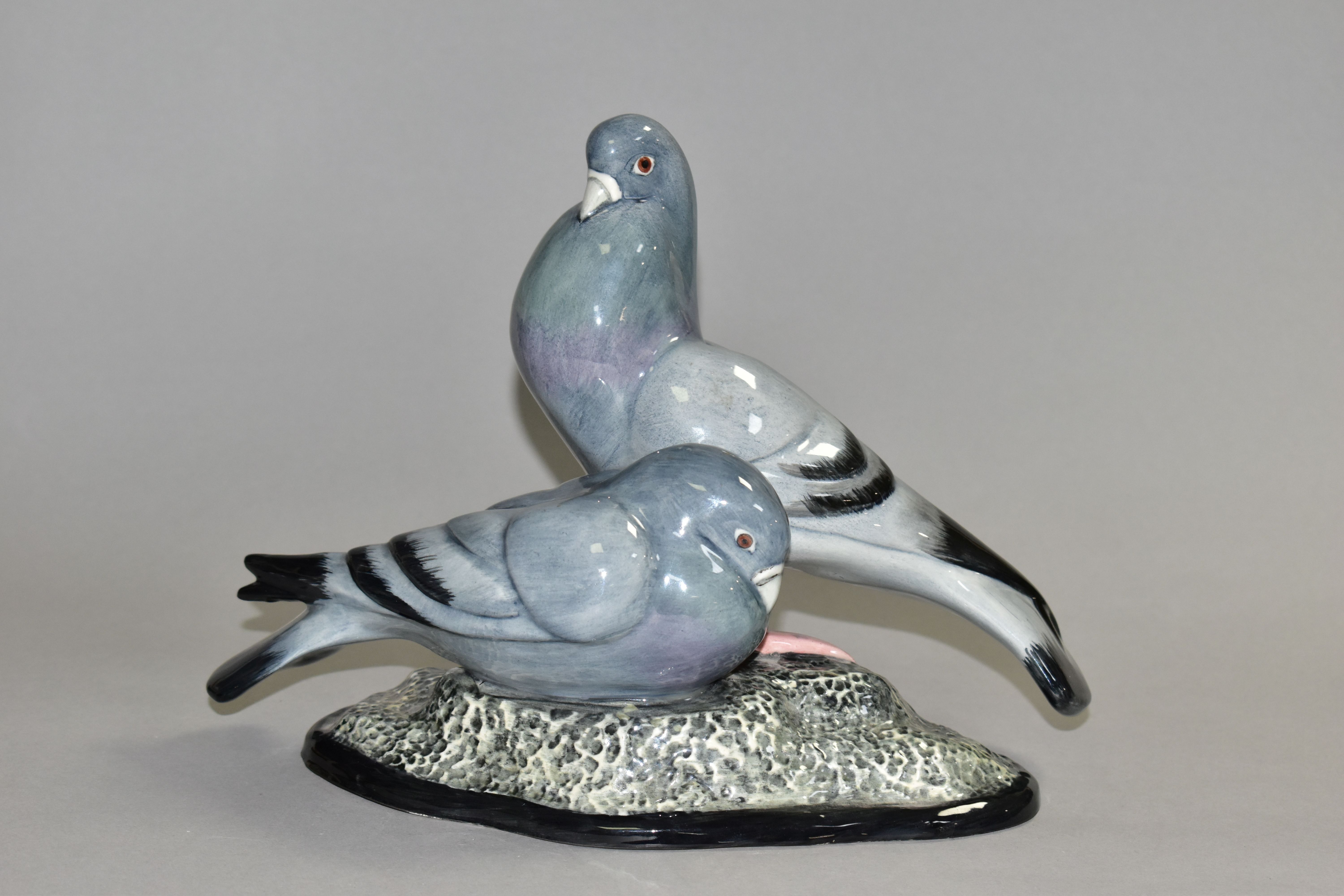 A CARLTON WARE FIGURE GROUP OF TWO PIGEONS, modelled as standing on a rocky base, printed marks - Image 3 of 5