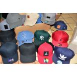 ONE BOX OF BASEBALL AND SNAPBACK CAPS, to include Firetrap, Adidas, New Era, Nike 'Jordan