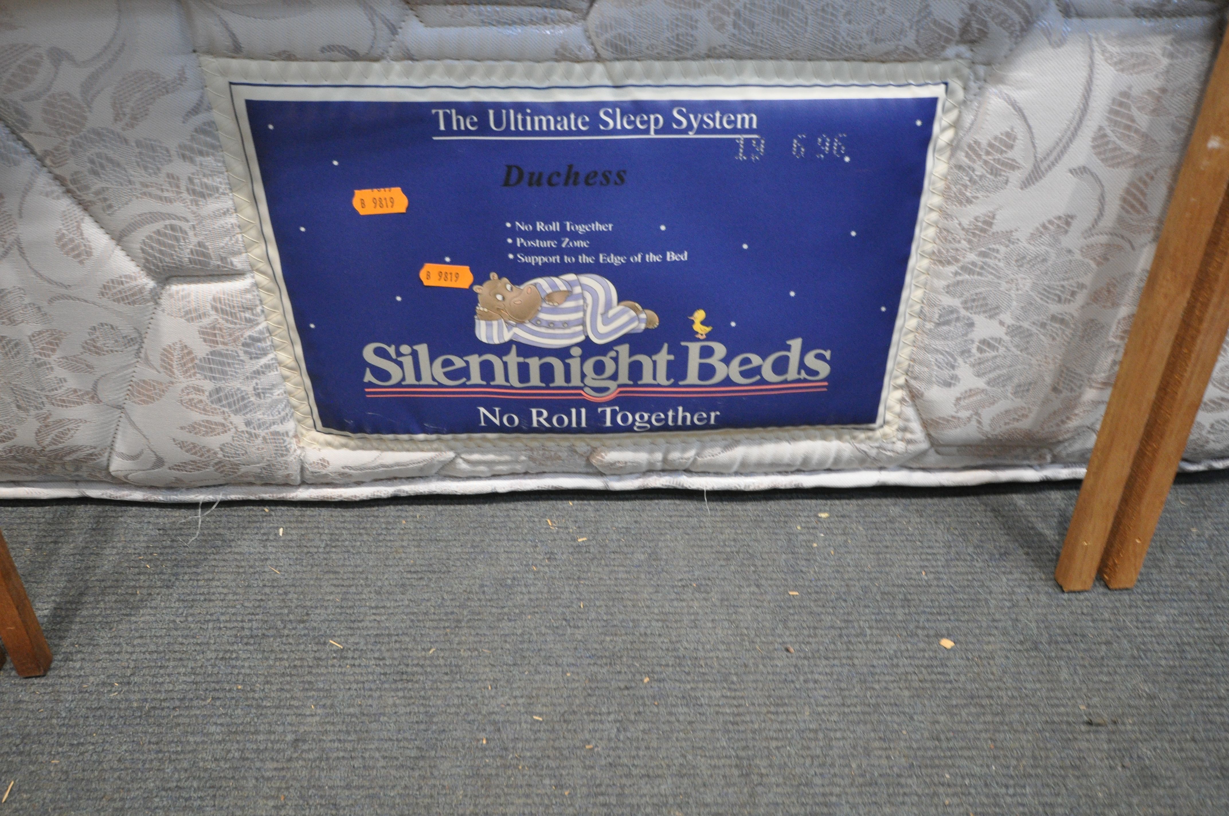 A SILENT NIGHT SINGLE DIVAN BED AND MATTRESS, with a grey headboard - Image 2 of 3