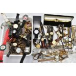 A BOX OF ASSORTED WRISTWATCHES, a various assortment of ladies and gents wristwatches and watch