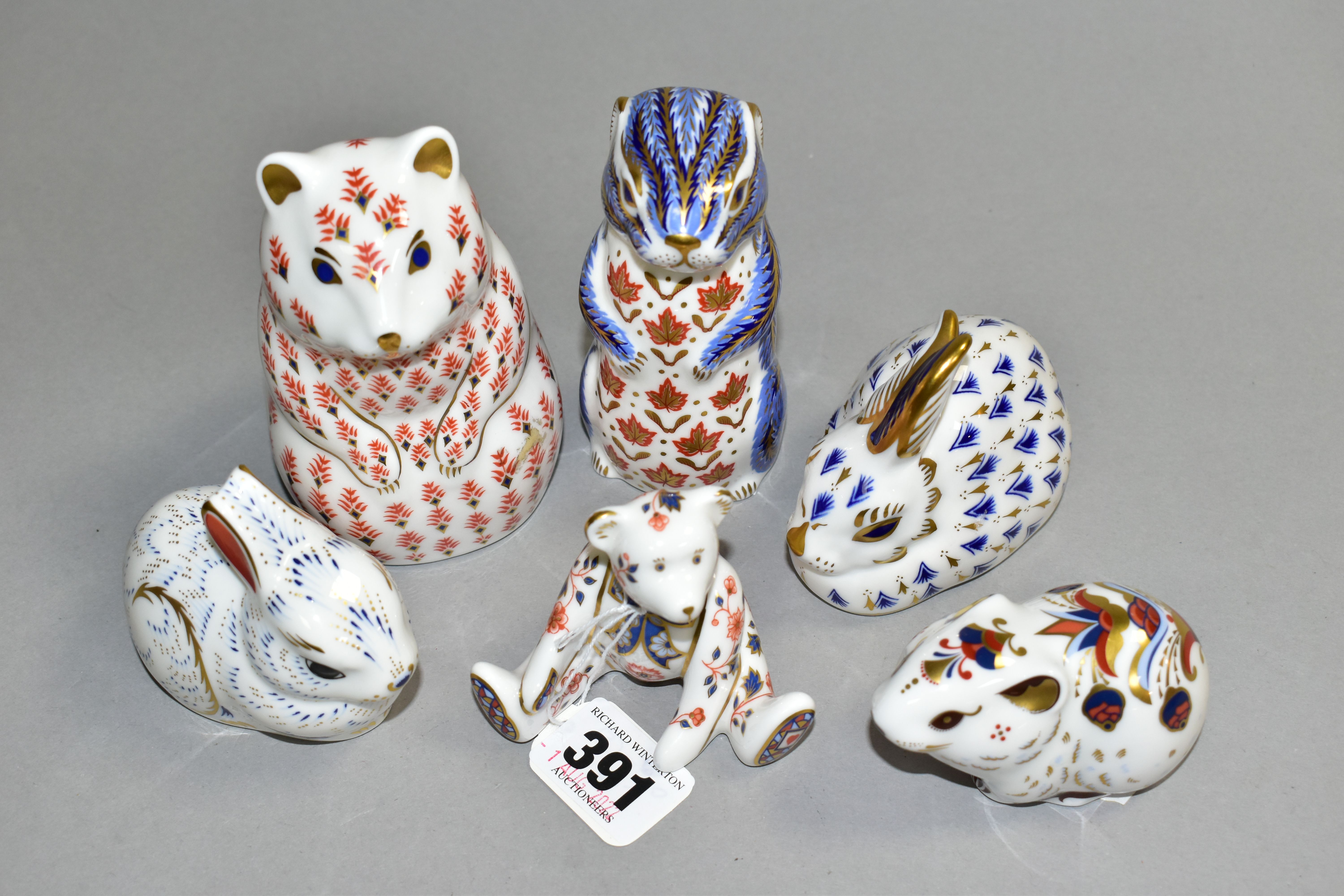SIX ROYAL CROWN DERBY PAPERWEIGHTS, comprising Teddy Bear - William 1998, a collector's guild - Image 3 of 5