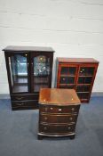 A MAHOGANY GLAZED DISPLAY CABINET, with two drawers, width 83cm x depth 40cm x height 122cm, a