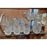 A PART SUITE OF WATERFORD CRYSTAL ALANA PATTERN DRINKING GLASSES AND OTHER WATERFORD CRYSTAL, the