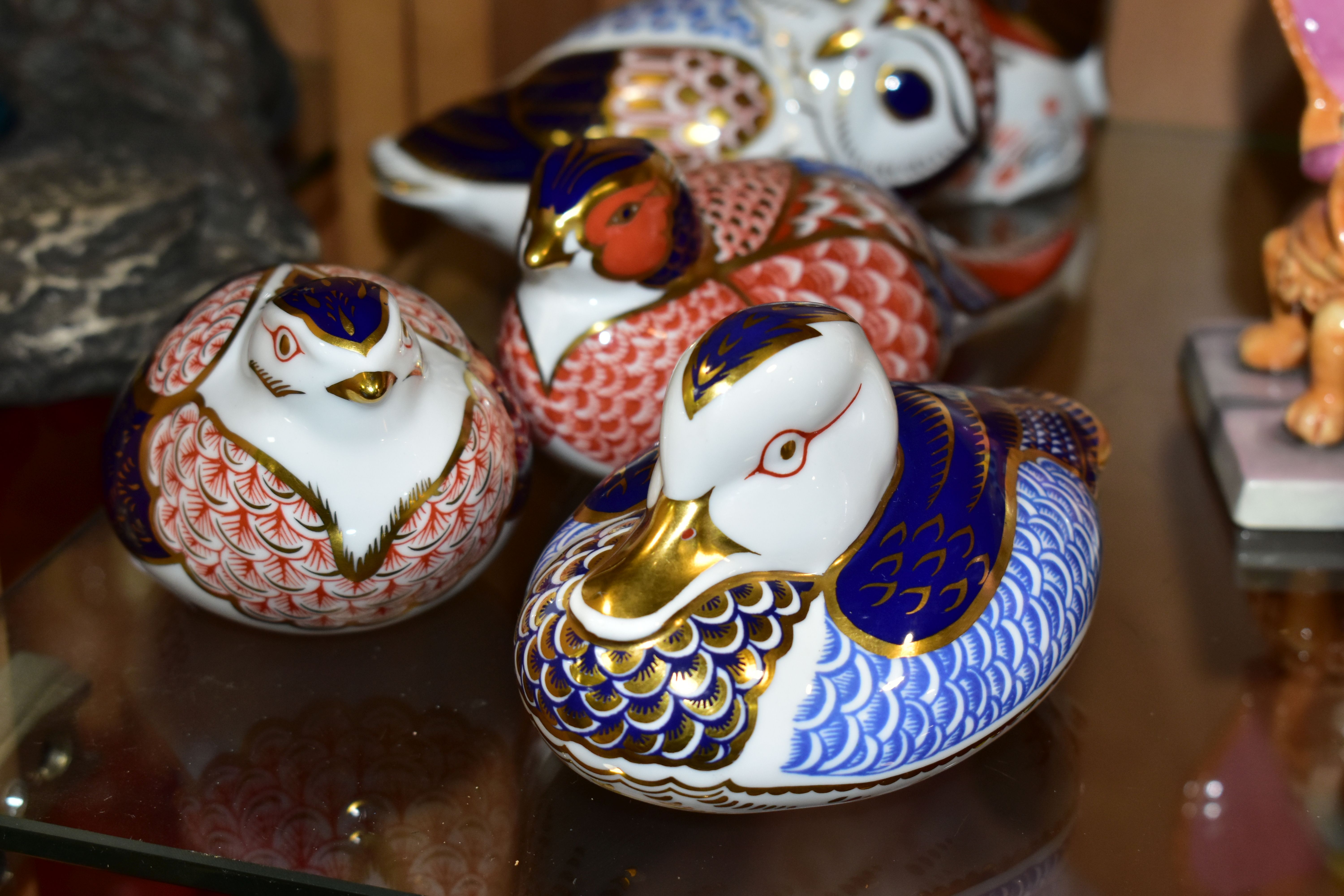 FIVE ROYAL CROWN DERBY PAPERWEIGHTS, comprising Kingfisher, Owl, Pheasant, Quail and Duck, all first - Image 2 of 6