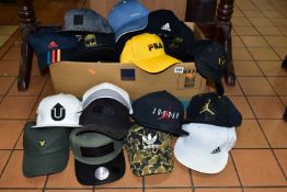 ONE BOX OF BASEBALL AND SNAPBACK CAPS, to include Firetrap, Adidas, Nike, Nike 'Jordan Jumpman',