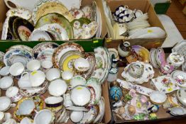 FOUR BOXES OF ASSORTED CERAMICS ETC, assorted tea wares and dinner wares, to include Hammersley,