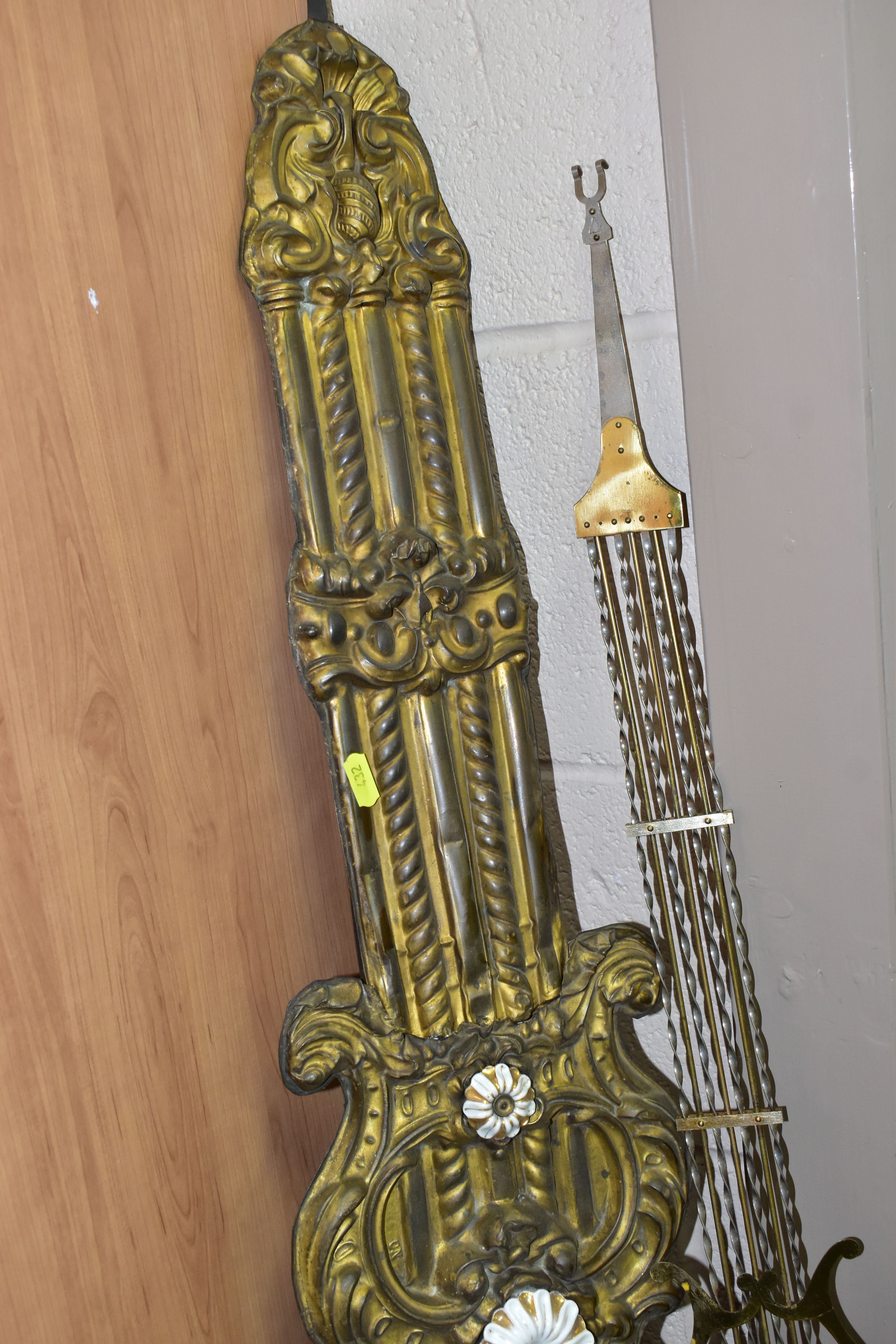 THREE LATE 19TH CENTURY FRENCH COMPTOISE WALL CLOCKS, one with embossed figures to the brass - Image 5 of 6