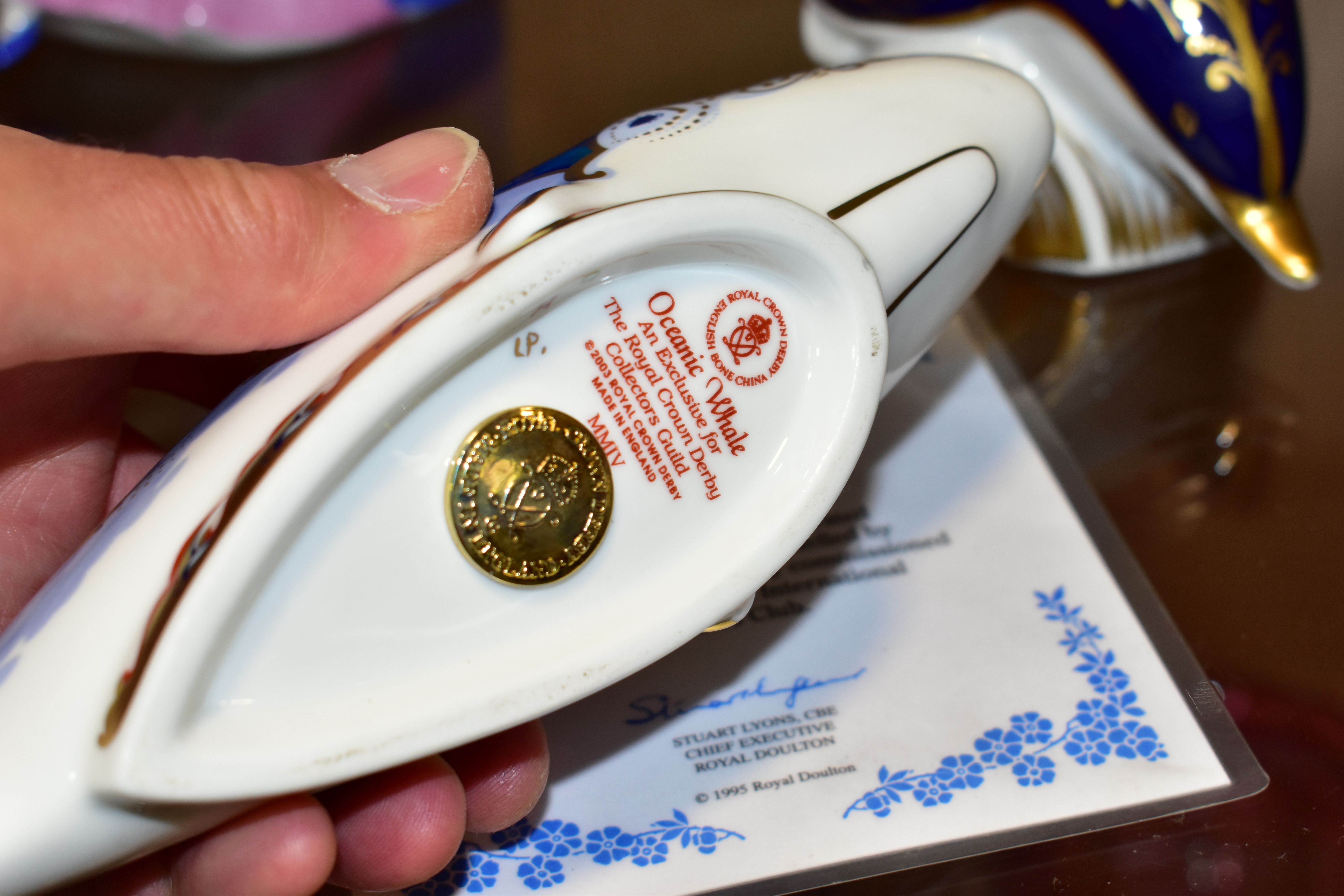 TWO ROYAL CROWN DERBY PAPERWEIGHTS, comprising 'Oceanic Whale' a collectors guild exclusive and - Image 3 of 5