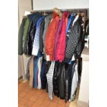 A QUANTITY OF COATS, JACKETS AND OTHER CLOTHING, approximately seventy ladies' and men's items,