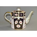 A ROYAL CROWN DERBY IMARI 2451 PATTERN OVAL COFFEE POT AND COVER, both seconds, date code for