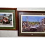 TWO NOSTALGIC LIMITED EDITION MOTOR RACING PRINTS, comprising 'Mille Miglia 1955', depicting