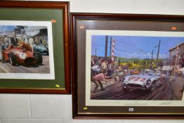 TWO NOSTALGIC LIMITED EDITION MOTOR RACING PRINTS, comprising 'Mille Miglia 1955', depicting