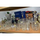 A QUANTITY OF CUT CRYSTAL AND GLASSWARE, comprising a Bohemia Crystal decanter and six wine glasses,